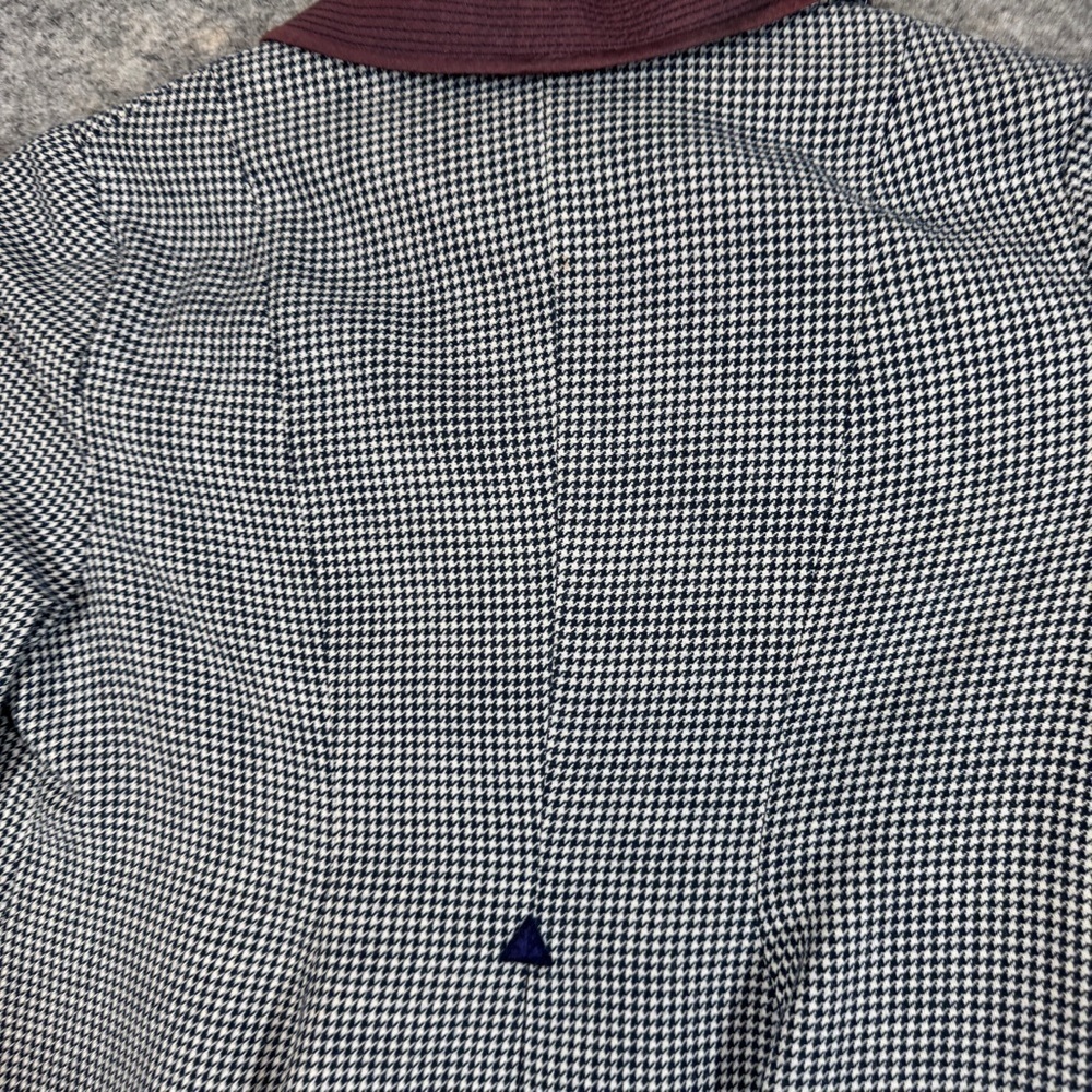 Kids Vintage Holt Renfrew Houndstooth Burgundy Collar Academia Coat 6 - Picture 15 of 16